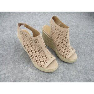 Altar'd State Wedge Shoes Size 10 Tan Casual Summer Spring Slip On Woven